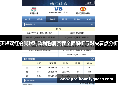 英超双红会曼联对阵利物浦赛程全面解析与对决看点分析 英超双红会曼联对阵利物浦赛程全面解析与对决看点分析